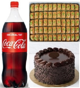 6 ile 8 kiilik ya pasta 1 lt cola 1 kg baklava